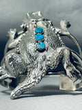 Best Native American Navajo Huge Toad Turquoise Sterling Silver Bracelet-Nativo Arts