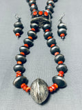 Best Native American Navajo Spiny Pyster Tubule Sterling Silver Stamped Signed Necklace-Nativo Arts
