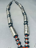 Best Native American Navajo Spiny Pyster Tubule Sterling Silver Stamped Signed Necklace-Nativo Arts