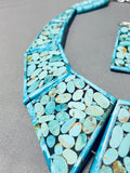 Best Turquoise Stone Mosaic Sterling Silver Native American Necklace-Nativo Arts