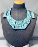 Best Turquoise Stone Mosaic Sterling Silver Native American Necklace-Nativo Arts