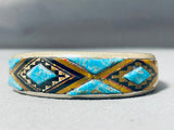 Best Vintage Native American Navajo Cal Begay Extreme Inlay Turquoise Sterling Silver Bracelet-Nativo Arts