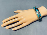 Best Vintage Native American Navajo Cal Begay Extreme Inlay Turquoise Sterling Silver Bracelet-Nativo Arts