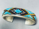 Best Vintage Native American Navajo Cal Begay Extreme Inlay Turquoise Sterling Silver Bracelet-Nativo Arts