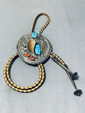 Best Vintage Native American Navajo Jackie Singer Turquoise Sterling Silver Bolo Tie-Nativo Arts