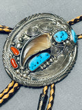 Best Vintage Native American Navajo Jackie Singer Turquoise Sterling Silver Bolo Tie-Nativo Arts