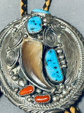 Best Vintage Native American Navajo Jackie Singer Turquoise Sterling Silver Bolo Tie-Nativo Arts