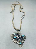 Best Vintage Native American Navajo Slag Sterling Silver Turquoise Necklace-Nativo Arts