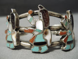 Best Vintage Native American Zuni Ernest Zunie Turquoise Kachina Sterling Silver Bracelet Old-Nativo Arts