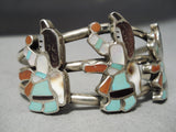 Best Vintage Native American Zuni Ernest Zunie Turquoise Kachina Sterling Silver Bracelet Old-Nativo Arts