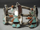 Best Vintage Native American Zuni Ernest Zunie Turquoise Kachina Sterling Silver Bracelet Old-Nativo Arts