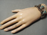 Best Vintage Native American Zuni Ernest Zunie Turquoise Kachina Sterling Silver Bracelet Old-Nativo Arts