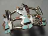 Best Vintage Native American Zuni Ernest Zunie Turquoise Kachina Sterling Silver Bracelet Old-Nativo Arts