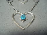 Betsoi Triple Tier Heart Native American Navajo Sterling Silver Turquoise Necklace-Nativo Arts
