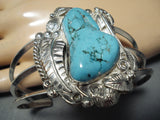 Betty Smith Native American Navajo Signed Kingman Turquoise Sterling Silver Bracelet-Nativo Arts