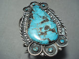 Biggest Best Vintage Native American Navajo Blue Diamond Turquoise Sterling Silver Bracelet-Nativo Arts