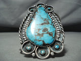 Biggest Best Vintage Native American Navajo Blue Diamond Turquoise Sterling Silver Bracelet-Nativo Arts