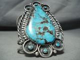 Biggest Best Vintage Native American Navajo Blue Diamond Turquoise Sterling Silver Bracelet-Nativo Arts