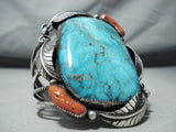 Biggest Best Vintage Native American Navajo Blue Diamond Turquoise Sterling Silver Bracelet-Nativo Arts