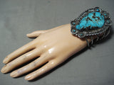 Biggest Best Vintage Native American Navajo Blue Diamond Turquoise Sterling Silver Bracelet-Nativo Arts