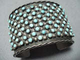 Biggest Heaviest Vintage Native American Navajo Turquoise Snake Eyes Sterling Silver Bracelet-Nativo Arts