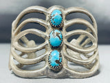 Bisbee Turquoise Authentic Vintage Native American Navajo Sterling Silver Bracelet-Nativo Arts