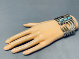 Bisbee Turquoise Authentic Vintage Native American Navajo Sterling Silver Bracelet-Nativo Arts