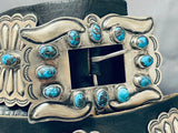 Bisbee Turquoise Very Important Vintage Native American Navajo Sterling Silver Concho Belt-Nativo Arts