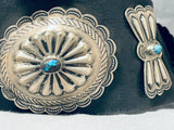 Bisbee Turquoise Very Important Vintage Native American Navajo Sterling Silver Concho Belt-Nativo Arts
