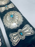 Bisbee Turquoise Very Important Vintage Native American Navajo Sterling Silver Concho Belt-Nativo Arts