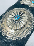 Bisbee Turquoise Very Important Vintage Native American Navajo Sterling Silver Concho Belt-Nativo Arts