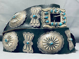 Bisbee Turquoise Very Important Vintage Native American Navajo Sterling Silver Concho Belt-Nativo Arts