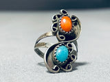 Breathtaking Vintage Native American Navajo Blue Gem Turquoise Sterling Silver Ring-Nativo Arts
