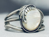 Breathtaking Vintage Native American Navajo Mother Of Pearl Sterling Silver Bracelet-Nativo Arts