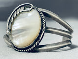 Breathtaking Vintage Native American Navajo Mother Of Pearl Sterling Silver Bracelet-Nativo Arts