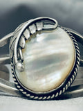 Breathtaking Vintage Native American Navajo Mother Of Pearl Sterling Silver Bracelet-Nativo Arts