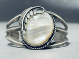 Breathtaking Vintage Native American Navajo Mother Of Pearl Sterling Silver Bracelet-Nativo Arts