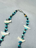 Breathtaking Vintage Native American Zuni Fetish Turquoise Coral Shell Heishi Necklace-Nativo Arts