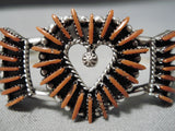 Breathtaking Vintage Zuni Native American Coral Needle Sterling Silver Bracelet-Nativo Arts