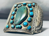 Brutal Vintage Native American Navajo Museum Turquoise Sterling Silver Bracelet Old-Nativo Arts