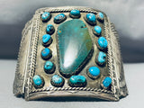 Brutal Vintage Native American Navajo Museum Turquoise Sterling Silver Bracelet Old-Nativo Arts