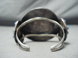 Brutalist Vintage Native American Navajo Blue Diamond Turquoise Sterling Silver Bracelet Old-Nativo Arts