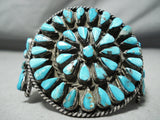 Brutalist Vintage Native American Navajo Blue Diamond Turquoise Sterling Silver Bracelet Old-Nativo Arts