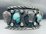 Buffalo Power Native American Turquoise Sterling Silver Bracelet-Nativo Arts