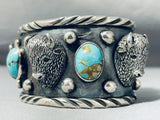 Buffalo Power Native American Turquoise Sterling Silver Bracelet-Nativo Arts