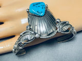 Captivating Vintage Native American Navajo Turquoise Sterling Silver Leaf Bracelet-Nativo Arts