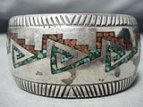 Carl Allen Begay Vintage Native American Navajo Turquoise Coral Sterling Silver Bracelet-Nativo Arts