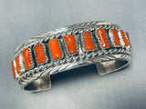 Cecil Nez Native American Navajo Coral Sterling Silver Bracelet Cecil Nez-Nativo Arts