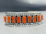 Cecil Nez Native American Navajo Coral Sterling Silver Bracelet Cecil Nez-Nativo Arts