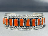 Cecil Nez Native American Navajo Coral Sterling Silver Bracelet Cecil Nez-Nativo Arts